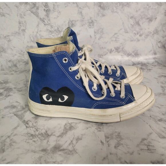 Comme Des Garcons Play X Chuck Taylor All Star Royal Blue Shoes Men's Size 10 - Picture 1 of 7